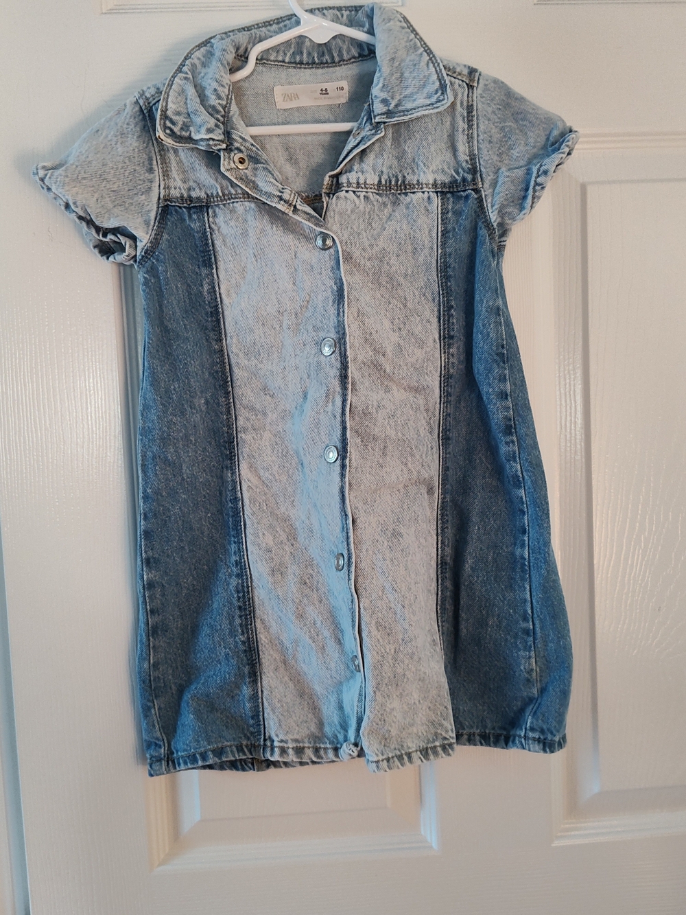 Zara Two-Tone Light & Dark Blue Denim Shirt Dress for Kids